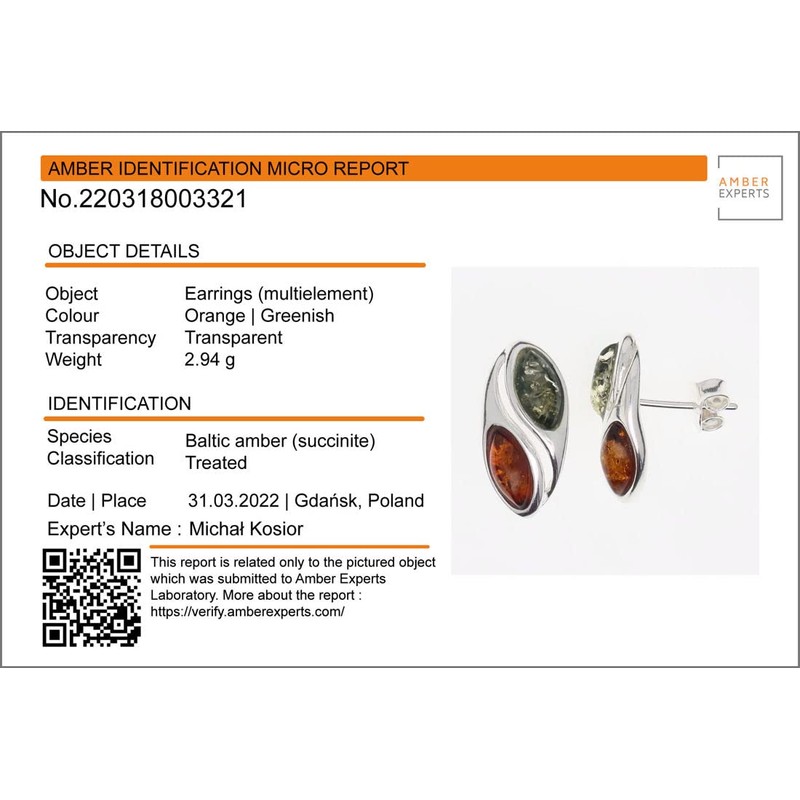 Amber Earrings - Baltic Honey and Green Amber Stud Earrings