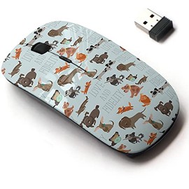 2.4G Wireless Mouse with Cute Pattern Design for All Laptops and Desktops with Nano Receiver - Pattren Funny Mixed Breed