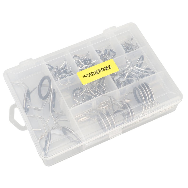 75Pcs Fishing Rod Tip Repair Kit Fishing Rod Guides Stainless