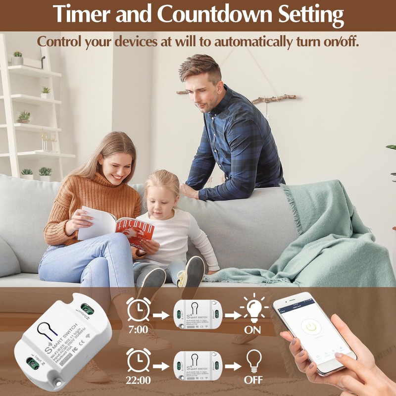 WLAN Smart Switch Module, 10A WLAN Switch Tuya Smart Life