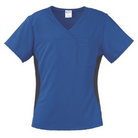 ave. Women’s Medical Scrub Top, Michigan ave., V-Neck Scrub Shirt, Stretch Side Panels, Great for Nurses, Royal Blue, Medium
