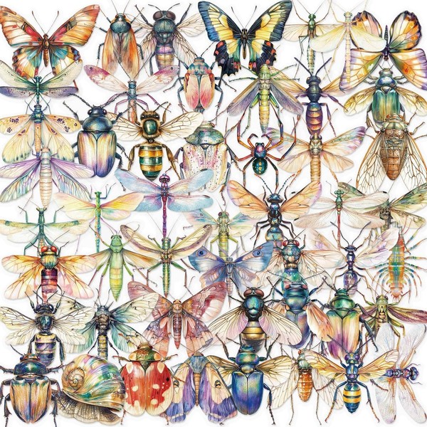 50Pcs Clear PET Insect Aesthetic Stickers for Scrapbooking Journaling Junk