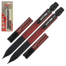 XCL9 Mechanical Pencil, 0.9mm Rectangular 4B Lead, Pack of 2, Propelling Pencil, Calligraphy Sketching Drawing Marking Use, iZOFAX Black Ball Pen