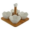Whiteware 4 Bowl Ceramic Serving Set with Handle