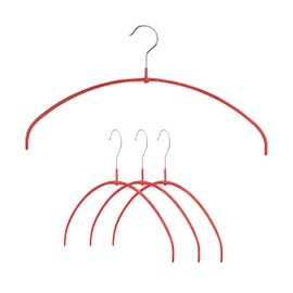 Mawa Narrow Petite Clothing Hangers, Steel Hanger with Non-Slip Coating, for Shirts, Dresses, Camisoles, T-Shirts, Space-Saving, 360-degree Rotatable Hook, Set of 4, Red