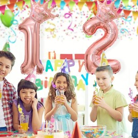 40 Inch Rose Gold Crown Number 12 Balloons, 12th Birthday Balloons for Men Women, 12th Celebration Decor Happy 12th Birthday Party,12th Birthday Party Decoration Wedding Anniversary Events Supplies
