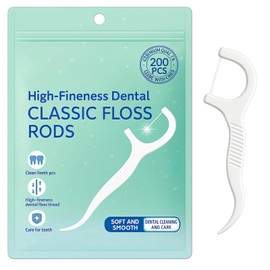 wilcractk Zahnseide Sticks, 200 Stück, Hochwertige Zahnstocher aus Kunststoff, Stabile und Starke Zahnseide für Kinder und Erwachsene, Weiß, Ideal für Zuhause, Hotels und Reisen
