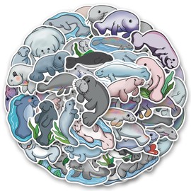 100 PCS Marine Life Manateet Stickers,Aesthetic Vinyl Waterproof Stickers for Water Bottle Laptop Luggage Helmet Skateboard Snowboard Guitar Scrapbook Phone Gifts for Teens Girls