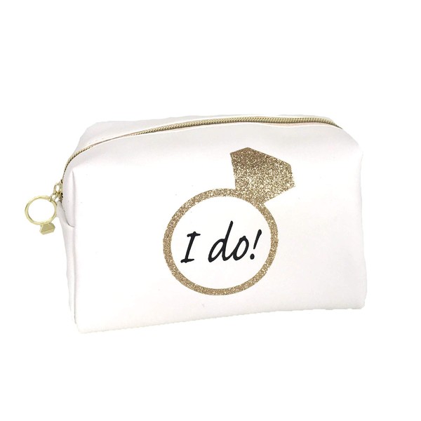 I Do Brial XL Zip Travel Cosmetic Loaf Case, White