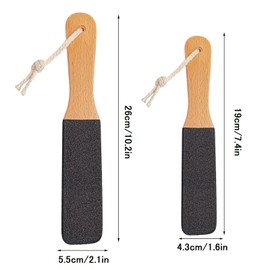 Pumice Stone for Feet, 2 Pcs Foot Scraper, Double Sided Foot Pumice with Wooden Handle, Universal Foot Scrubber Hard Skin for Hard Dead Skin Callus Remove in Shower (Black)