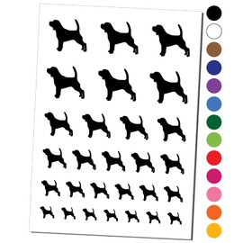 Beagle Dog Solid Temporary Tattoo Water Resistant Fake Body Art Set Collection - Black (One Sheet)