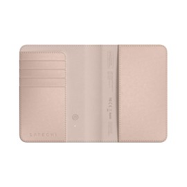 Satechi Passport Holder for Travel with Find My, Passport Cover with 4 Card Holder, Wireless Charging, and RFID protection – Travel Essential Vegan Leather Passport Holder – Desert Rose