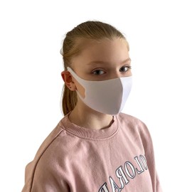 Komonee Washable Reusable Kids White Face Mask Dustproof Mouth Cover Covering For Boys Girls Children Outdoors Indoors Cycling Ski Protection (Pack Of 2)