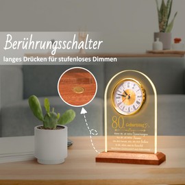 OkiyiD 80th Birthday Gifts for Women, Special Birthday Gift - Quartz Clock Table Clock, Cool Gift Ideas, Decoration for Couple, Parents, Grandparents (80th Birthday)