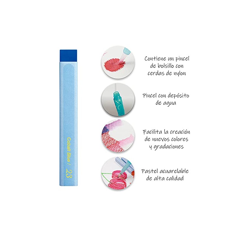 Pentel Pasteles Acuareleables Aquash Caja con 12 Piezas-GHW1-12