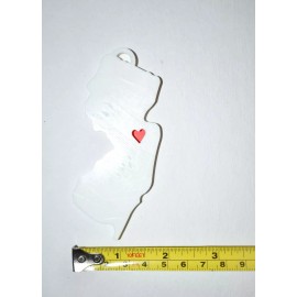 NEW JERSEY STATE OUTLINE TRENTON RED HEART CUTOUT HANGING ORNAMENT USA PR244-NJ