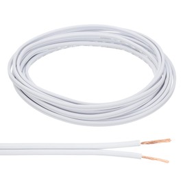 PATIKIL 15Ft 18/2 PVC Covered Wire, 300V SPT-1 Lamp Cord Insulated Heat Resistant Electronical Flexible Cable for LED Lamp Wire Audio Cable Speaker, White, UL Listed