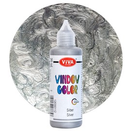 Viva Decor Window Colour (Silver, 90 ml) Window Paints for Removable Pictures and Stickers for Decoration, Mirrors, Tiles, Vases and Windows - Made in Germany