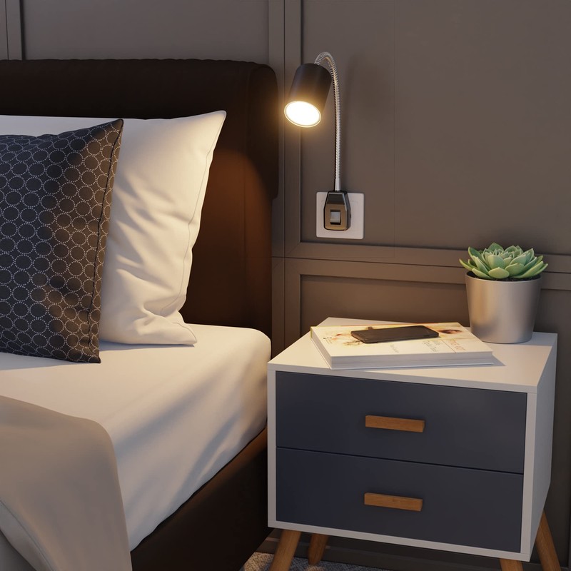 ledscom.de WAIKA GU10 Socket Lamp Gooseneck Switch Black with Smart