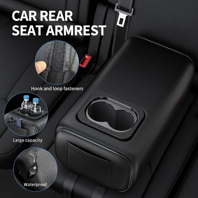Hecotrax Universal Car Rear Seat Armrest 2 Row Console Box