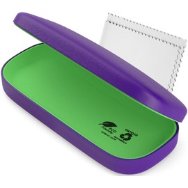 OPTIPAK Hard Shell Glasses Case - Eco-Friendly Large Eyeglass Holder with Microfiber Cleaning Cloth - Durable Brushed Eyeglasses Case (Pack of 1)