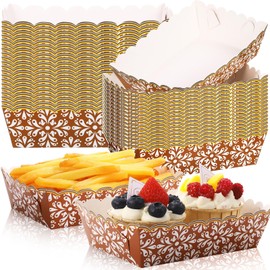 Dunzoom 50 Pcs Mexican Paper Food Trays Dia De Los Muertos Plates Cielito Lindo Fiesta Nacho Trays Disposable Hot Dog Taco Snack Boat for Day of The Dead Party Supplies Decoration(Platos De Barro)