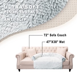 Tinaco Tinaco Luxurious Calming Dogs/Cats Bed Mats, Washable Removable Couch Cover, Plush Long Fur Mat for Pets, Waterproof Lining, Perfect for Small, Medium and Large Dogs and Cats (Gradient Gray, XXL)