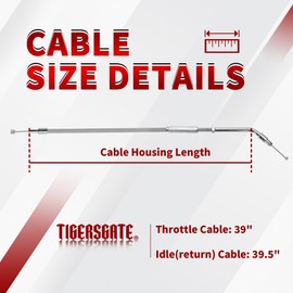 TIGERSGATE 39" Stainless Steel Braided Extended Throttle and Idle Cable Kit for 2004-2006 Harley Sportsters Models 14" Handlebar
