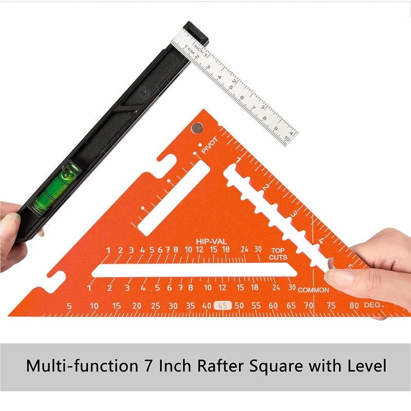 Beslands 7 inch Rafter Square with Level, Aluminum Metal Triangle