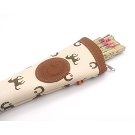 Leather Expanding Bag with Zipper (24.5 x 9 cm), Hand Stitched Spanish Flag Leather Fan Bag, beige