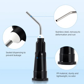 JMU 300Pcs Bent Dispensing Tips 20g, Blunt Tip Dispensing Needle, Dental Pre Bent Flow Dispensing Etch Tips, Disposable Oral Irrigation Needle Tips, Black