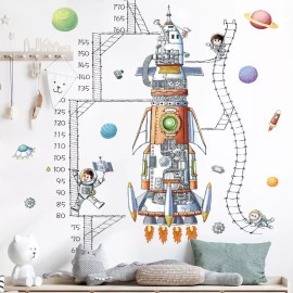 DaraBaby Vinil Decorativo Cohete Astronauta Regla De Crecimiento Niño
