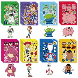 24 PCS Cartoon DIY Make a Face Stickers, Toy Inspired Story Stickers, Fun DIY Stickers for Party Bag Decorations Make Your Own Stickers for Kids Birthday Party Favor Supplies Craft