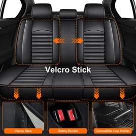 IKABEVEM Car Seat Cover Fit for Mazda CX-5 2013-2025 2026 Black Faux Leather Full Set of Seat Cover Airbag Compatible 5 Seats Waterproof Seat Cushion(White Line)