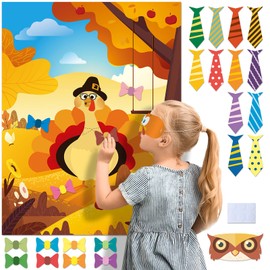 Thanksgiving Party Supplies Pin The Tie and Bow on The Turkey Thanksgiving Party Favors Activities Thanksgiving Game Gift Fall Festival Party Supplies for Kids Girls Boys
