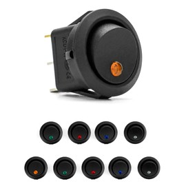 QWORK® 10Pcs LED Lighted Rocker Switch DC 12V 20A On/OFF, Rocker Dot LED Light Round Toggle Switch, 5 colors, for Car Auto, Marine, Off Road Vehicles