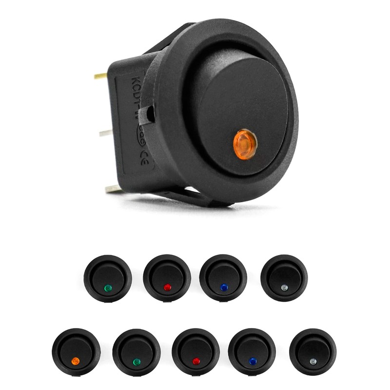 QWORK® 10Pcs LED Lighted Rocker Switch DC 12V 20A On/OFF,