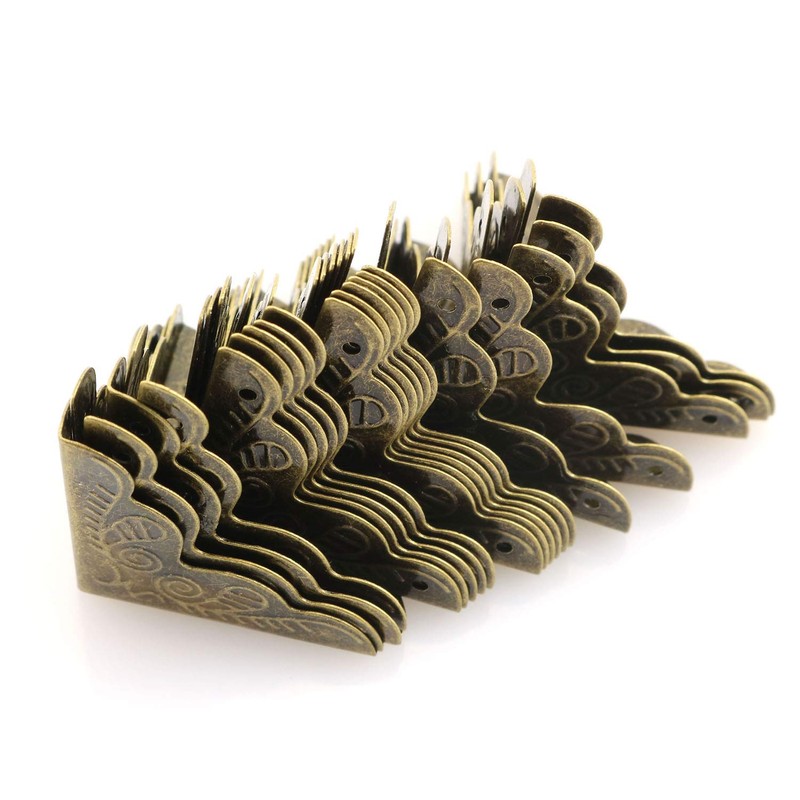 Tegg Box Corner Protector 20PCS Antique Brass Triangle Rattan Carved