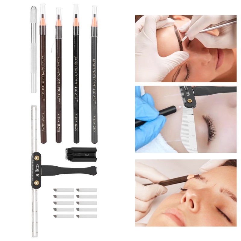 Microblading Practice Kit Eyebrow Pencil Sharpener Eyebrow Positioning Ruler Microblading