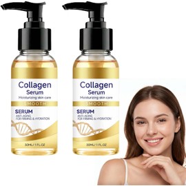 Suero de colágeno para la cara, suero antienvejecimiento para estirar la piel, reafirmante, hidratante, reduce las líneas finas y las arrugas, aclara, colágeno para mujeres, todo tipo de piel (2Pcs)