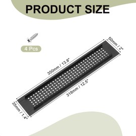 PATIKIL 14 x 2 Inch Door Air Vent Cover, Aluminum Grille Ventilation Cover Louvered Diamond Hole with Mounting Screws for Cabinet Wardrobe Door, Black