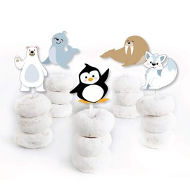 Big Dot of Happiness Arctic Polar Animals - Dessert Cupcake Toppers - Winter Baby Shower or Birthday Party Clear Treat Picks - Set of 24