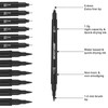 Mogyann Drawing Pens, 12 Pack Dual Brush Pens Black Markers