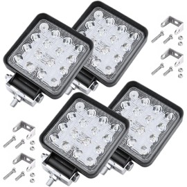 LED Work Light 12 V 4 Pieces Aluminium ABS 48 W 16 LED 6500 K 10.5 cm 4.21 Inch LED Headlight 12 V Work Light LED 12 V LED Work Light 12 Volt