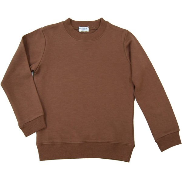 On School 0758 Sweatshirt, Brown, Plain, Long Sleeve, For Yugumikai Character, Unisex, Fleece Lining, Slightly Thin Fabric, 90, 100, 110, 120, 130, 140, Made in China, Braun