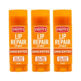 O'Keeffe's Bálsamo labial de reparación, sin aroma, para labios secos, agrietados, Paquete-de-3, O'Keeffe's Original Lip Repair Lip Balm for Dry, Crac