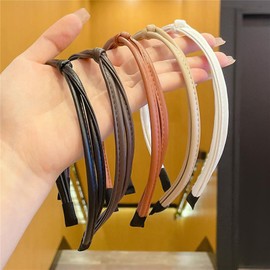 IDDFEVE 5 PCS Thin Leather Headbands for Women, Lightweight Knotted Hair Hoop for Fashion Girls, Adjustable Cute Hair Accessories