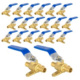 20-PCs HeSun 1/2-Inch PEX Ball Valves with Drop Ear, 1/4 Turn Full Port Shut-off Valve, Brass Crimp Pex Valve for Hot and Cold Water, ASTM F1807,Blue(VALVE272-20)