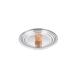 Maruyama Giken Kourikka KOURIKKA All-Purpose Lid (18-20-22cm) with Wooden Handle KRF-706 Stainless Steel Lid with Wooden Handle Snow-Plain Pan Frying Pan 18cm 20cm 22cm Lid Made in Japan, Tsubamesanjo