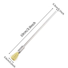 10 Pieces Extended Stainless Copper Wire Cleaning End Brushes Pen Wire Brush Rust Paint Removal Bits Polishing Rotary Tools Accessories 3 mm Mandrel (6 mm end Brush)